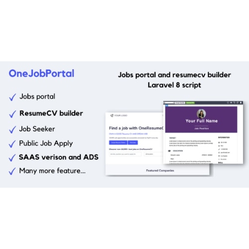 OneJobPortal – İş panosu ve özgeçmiş oluşturucu
