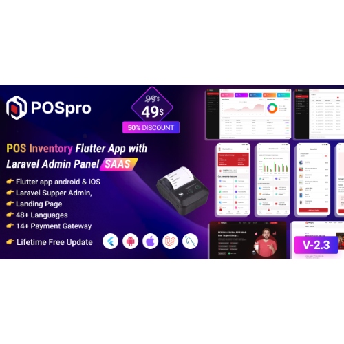 POS pro – Laravel Yönetici Paneli SAAS ile POS Envanter Flutter Uygulaması