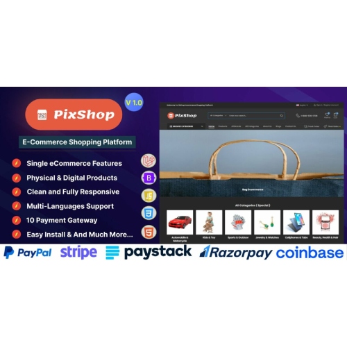 PixShop – E-Ticaret Alışveriş Platformu