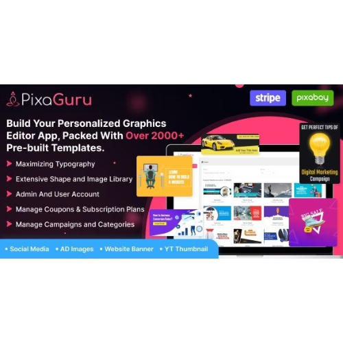 PixaGuru – Grafikler, Görseller, Sosyal Medya Gönderileri, Reklamlar, Bannerlar ve Hikayeler Oluşturmak için SAAS Platformu