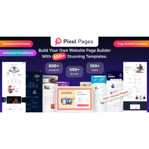 PixelPages – HTML Şablonu için SAAS Uygulama Web Sitesi Oluşturucu