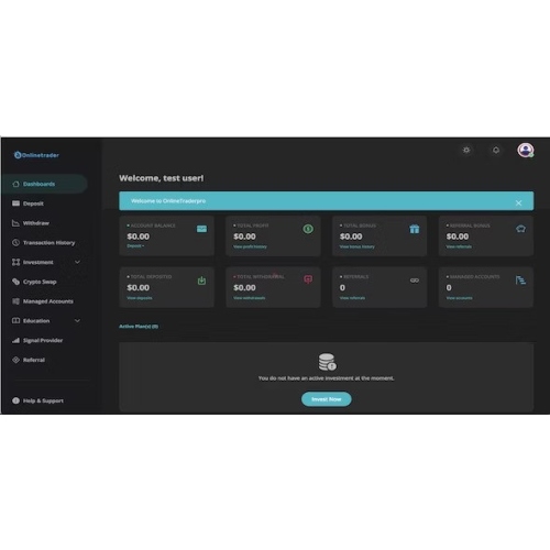ProtoDash – Onlinetrader için koyu ve açık renkli profesyonel gösterge paneli