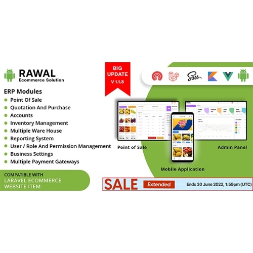 Rawal – Tek ve Çoklu Lokasyonlu İşletme Markası için POS'lu Hepsi Bir Arada Laravel E-ticaret Çözümü