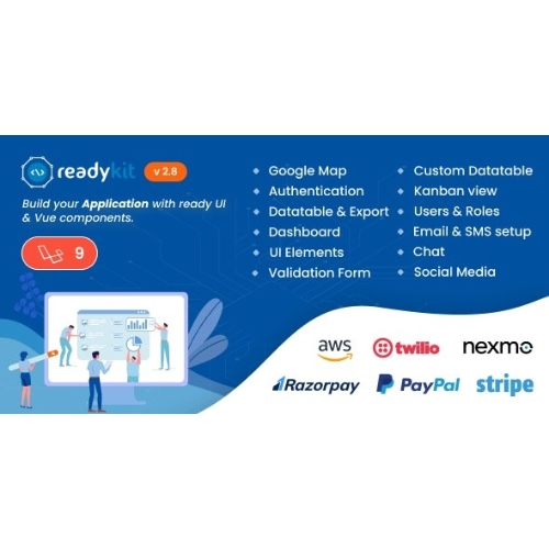 ReadyKit – Laravel + Vue Uygulama Geliştirme için Yönetici ve Kullanıcı Kontrol Paneli Şablonları (işlevsellik ile)