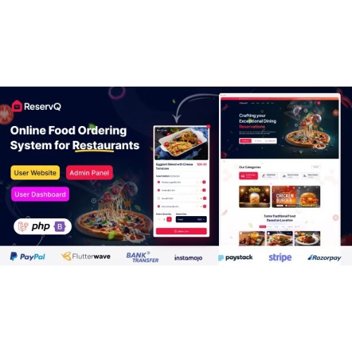 Reservq – Restoranlar için Online Yemek Sipariş Sistemi Laravel Script