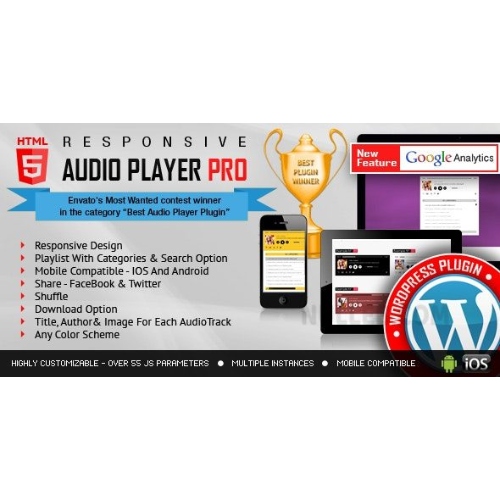 Duyarlı HTML5 Ses Oynatıcı PRO WordPress Eklentisi
