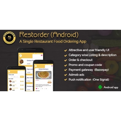 Restorder (Android) Tek bir restoran yemek siparişi uygulaması