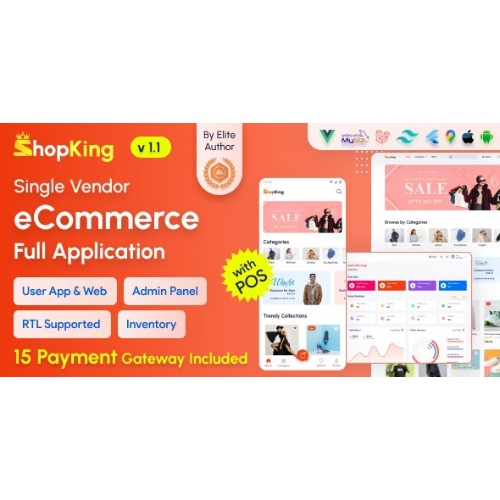 ShopKing – Laravel Web Sitesi ve POS'lu Yönetici Paneli ile e-Ticaret Uygulaması | Envanter Yönetimi