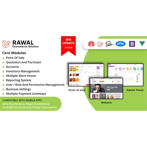 Rawal – Tek ve Çoklu Lokasyonlu İşletme Markası için POS'lu Android ve Laravel E-ticaret Çözümü