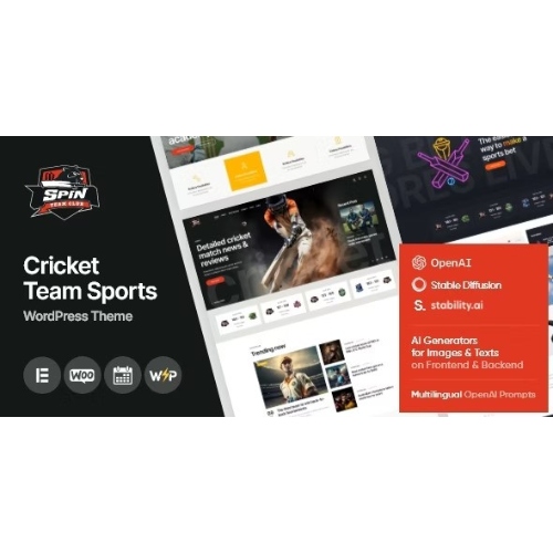 Spin – Kriket Takımı Sporları WordPress Teması + Yapay Zeka