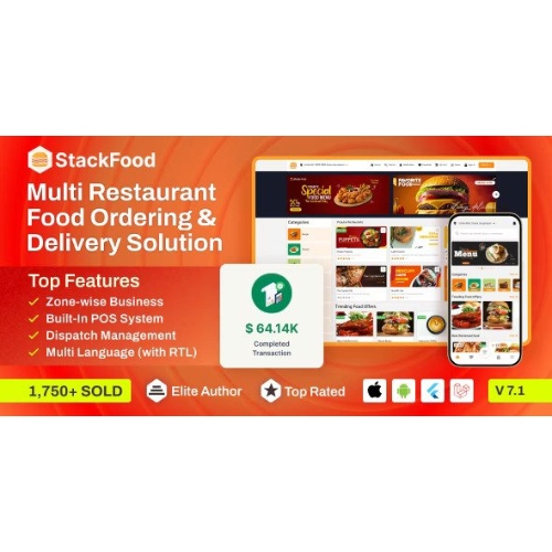 StackFood Multi Restaurant – Laravel Yönetici ve Restoran Paneli ile Yemek Dağıtımı Uygulaması