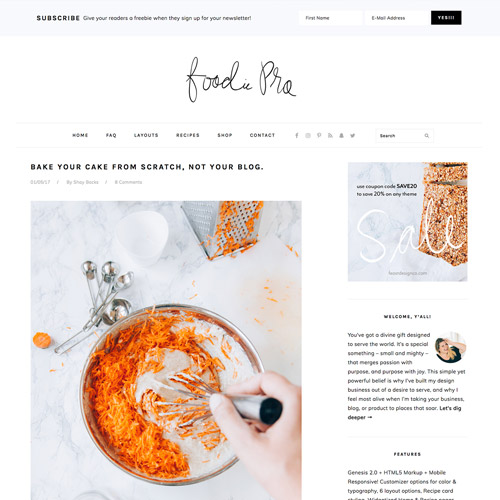 StudioPress Foodie Pro Genesis WordPress Teması