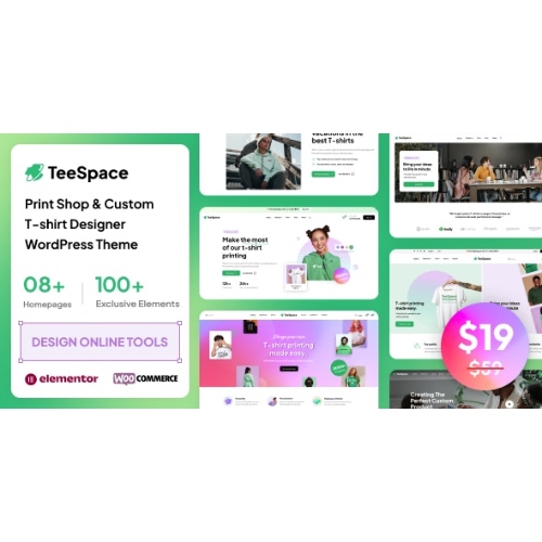 TeeSpace – Özel Tişört Tasarımcısı WordPress temasını yazdırın