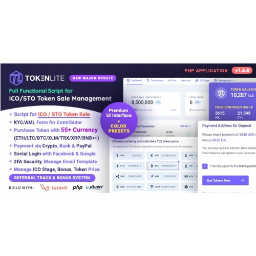 TokenLite – ICO / STO Token Satış Yönetimi Kontrol Paneli – ICO Yönetici Komut Dosyası