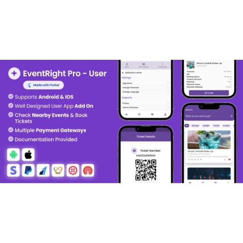 EventRight Pro Etkinlik Bilet Rezervasyon Sistemi için Kullanıcı Uygulaması
