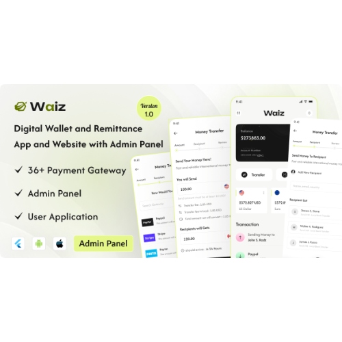 Waiz – Yönetici Panelli Dijital Cüzdan ve Havale Uygulaması ve Web Sitesi