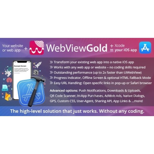 iOS için WebViewGold – iOS uygulamasına WebView URL/HTML'si + Push, URL İşleme, API'ler ve çok daha fazlası!