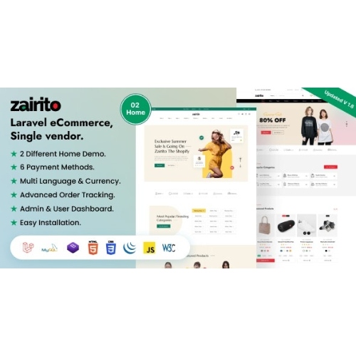 Zairito – Laravel e-Ticaret Sistemi | Tek satıcı