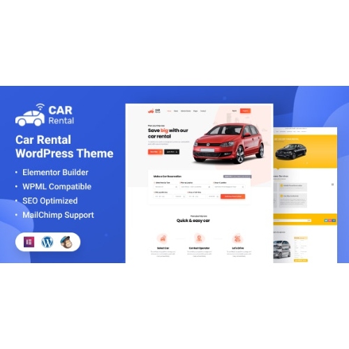 Araba Kiralama WordPress Teması Açılış Sayfası