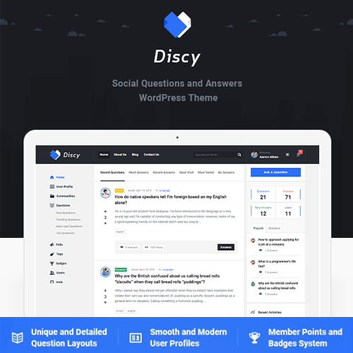 Discy – Sosyal Sorular ve Cevaplar WordPress Teması