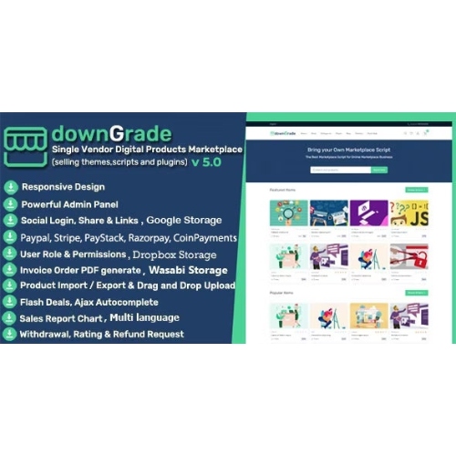 downGrade – Abonelikli Tek Satıcılı Dijital Pazar Yeri