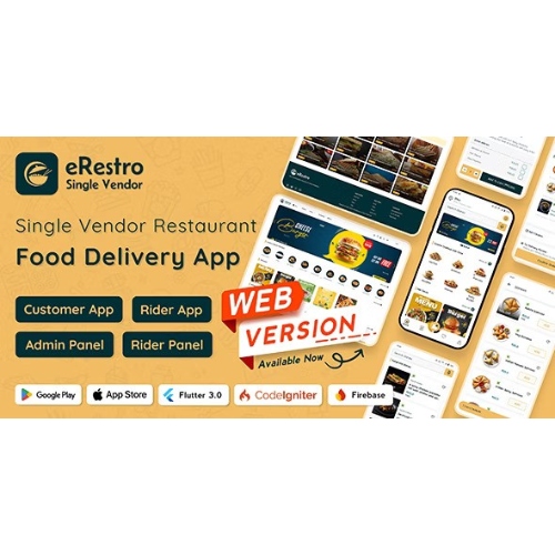 eRestro – Tek Satıcılı Restoran Flutter Uygulaması | Yönetici Panelli Yemek Siparişi Uygulaması | Web Sürümü