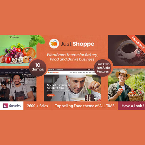 Justshoppe – Elementor Pasta, Fırın ve Yiyecek WordPress