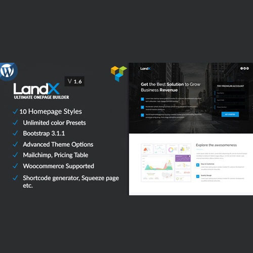 LandX Çok Amaçlı WordPress Teması, Pazarlama Ajansı için Yazılım Uygulaması Açılış Sayfaları Oluşturucu